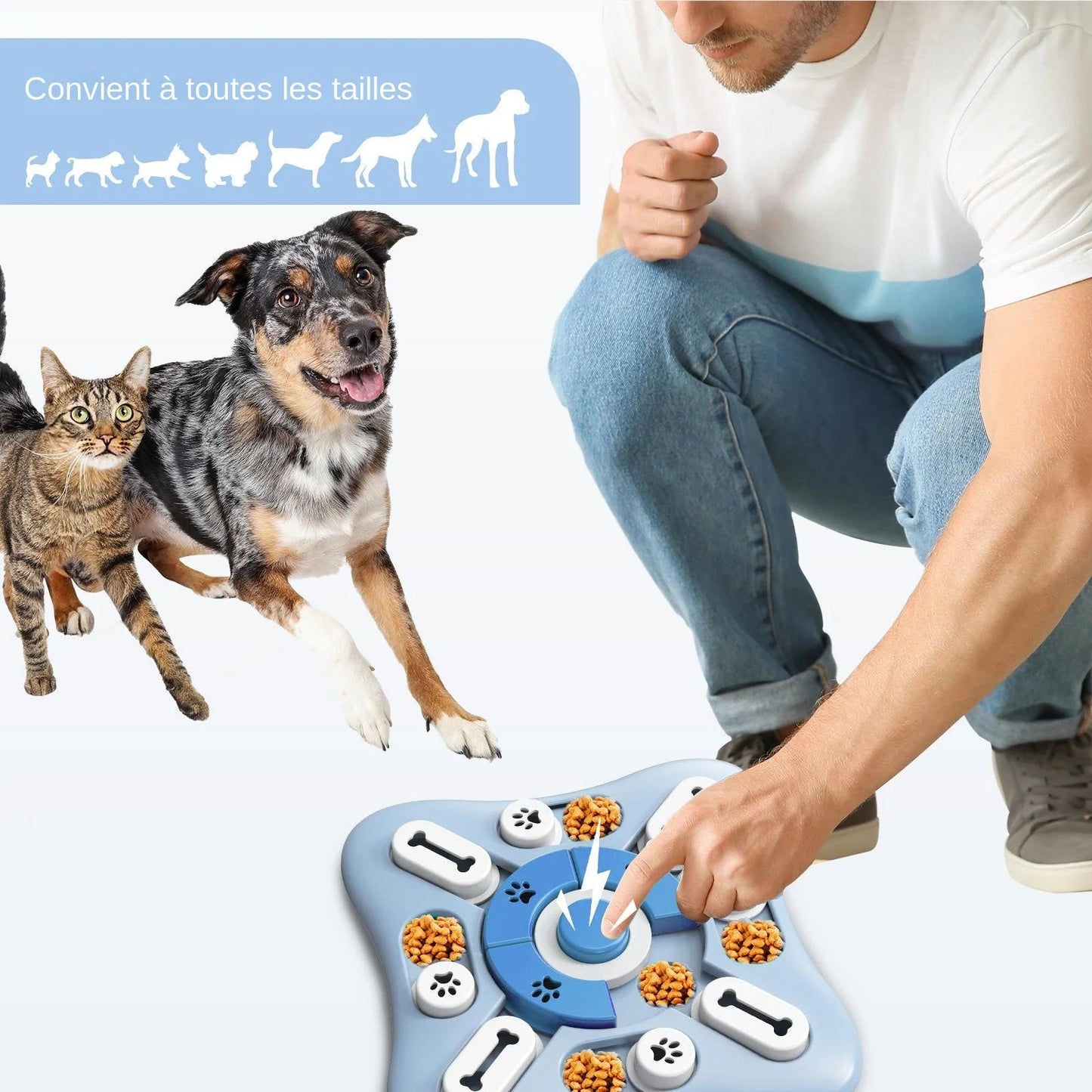 Mangeoire lente interactive pour chien – jouet anti-ennui en appartement